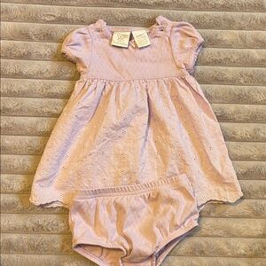 Charming Lilac Eyelet Dress and Bloomers Set
